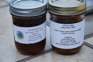 Apple Jam and Fig Preserves made fresh by Judy in her kitchen