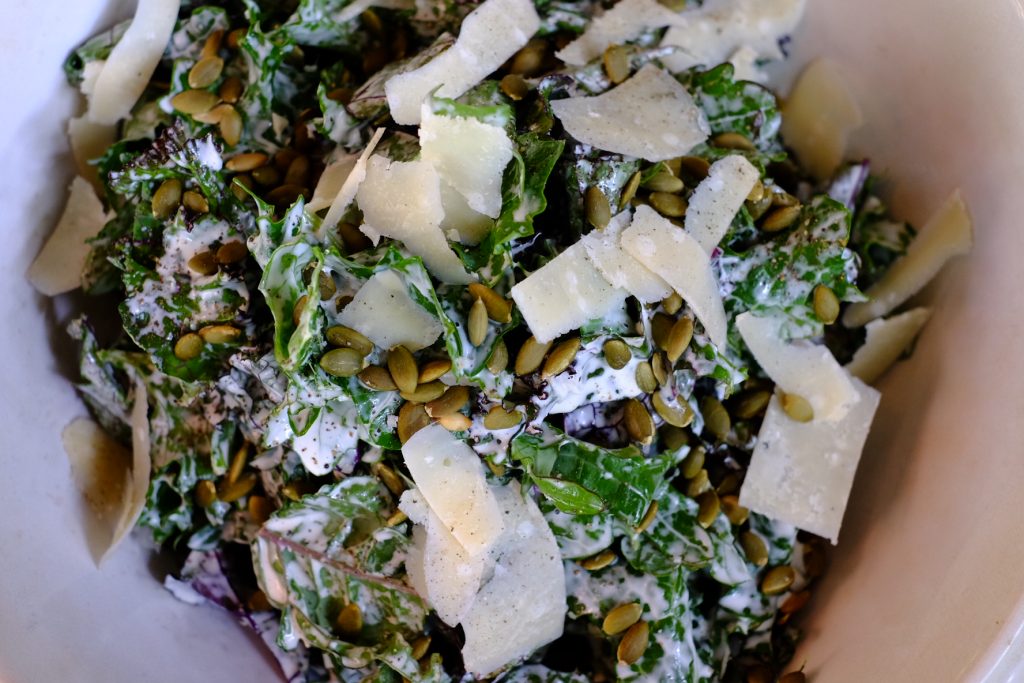 Looking for a new Kale Salad recipe? Local organic Red Russian Kale from Delvin Farms is a perfect place to start! 