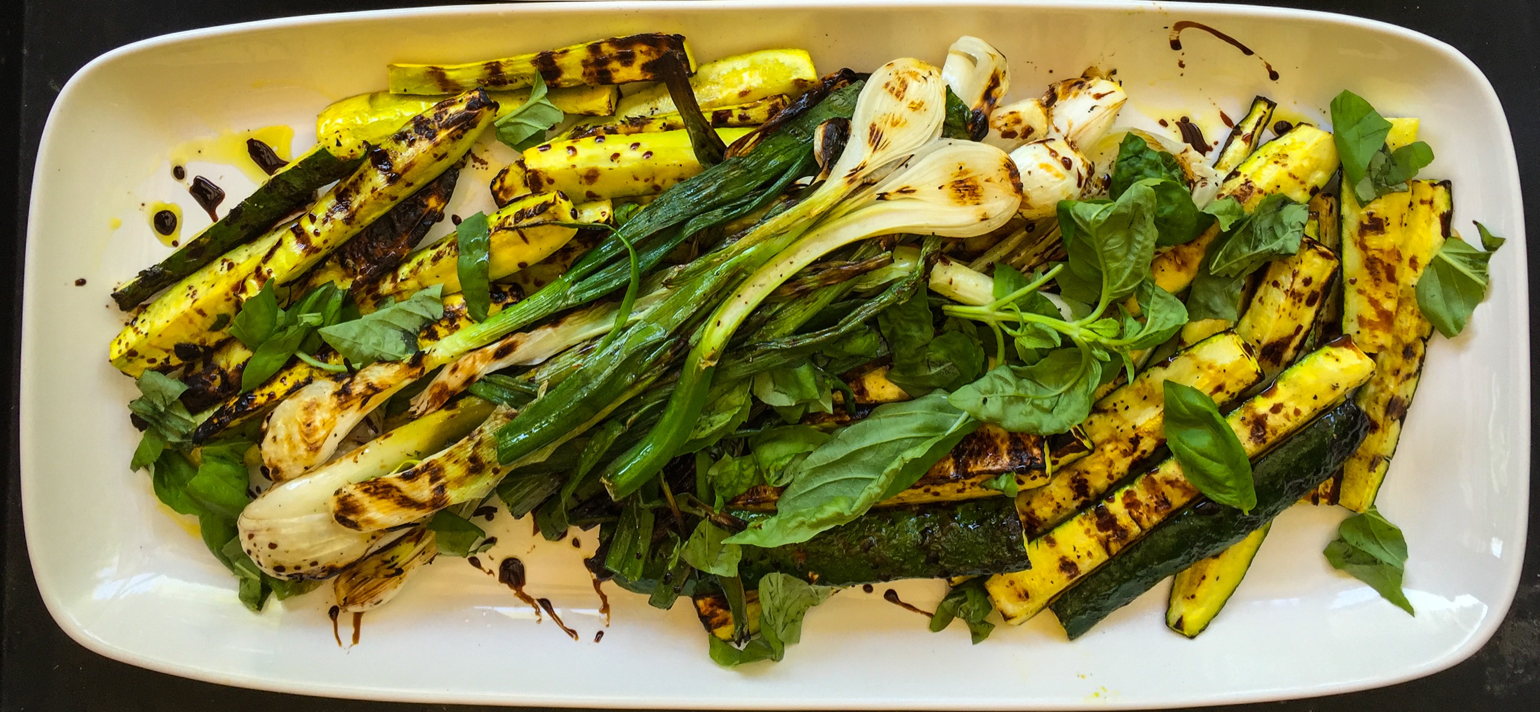 What a beautiful platter of fresh local grilled vegetables!