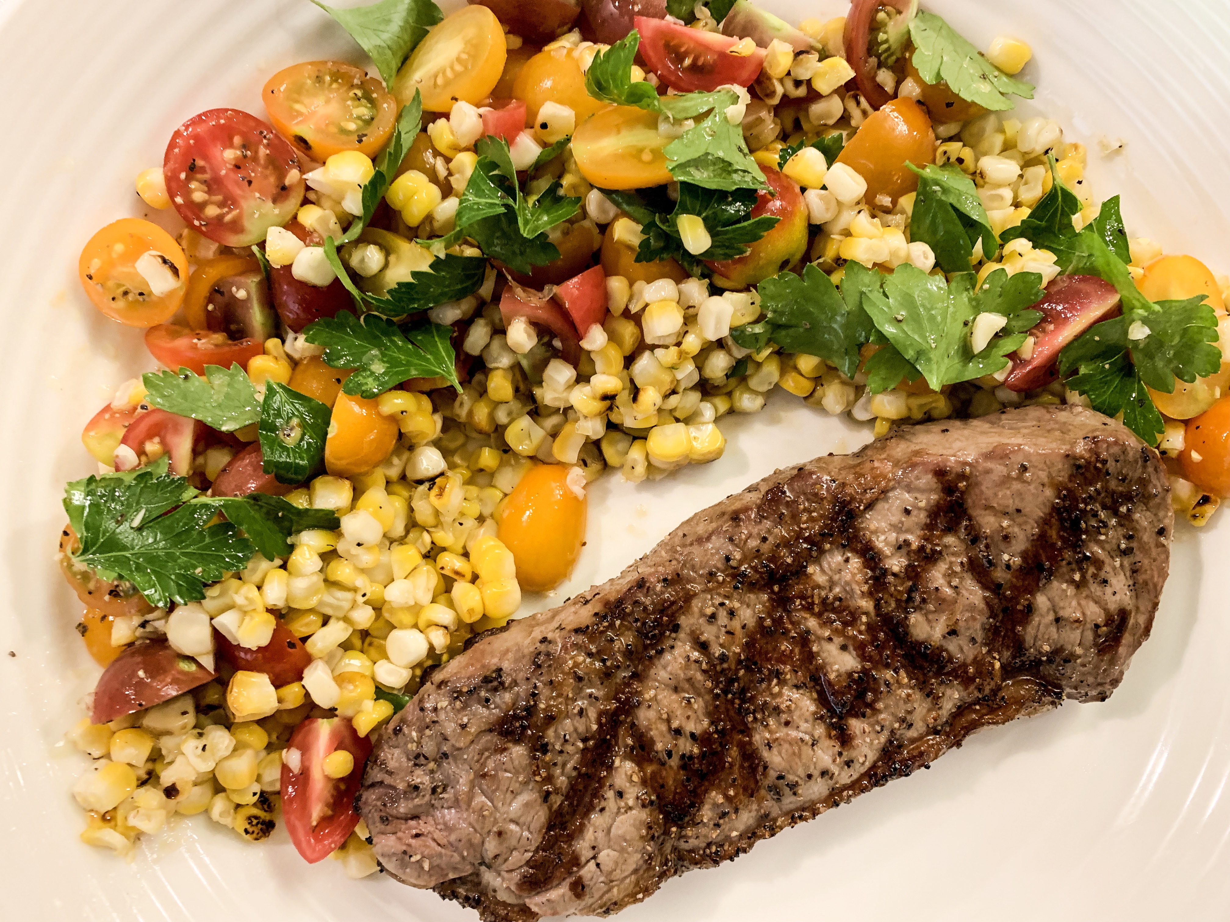 Grilled Wagyu Ny Strip With Charred Corn Tomato Salad Franklin Farmers Market